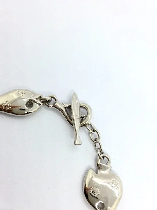 VINTAGE TRIFAFI FISH Bracelet Silver Tone Link Nautical Toggle Statement - Picture 14 of 15